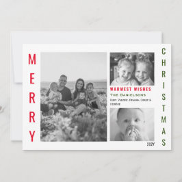 赤と緑の色のミニマルポップ・アートのリストコラージュ シーズンカード