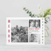 赤と緑の色のミニマルポップ・アートのリストコラージュ シーズンカード (スタンド正面)