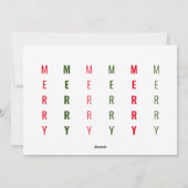 赤と緑の色のミニマルポップ・アートのリストコラージュ シーズンカード (裏面)