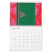 赤と緑の色相を特徴とするカラフルスカーフem カレンダー (3月 2027)