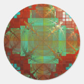 赤と緑の色融合シール ラウンドシール (正面)