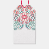 赤と緑の花が咲くメリークリスマスラベル ギフトタグ (裏面)