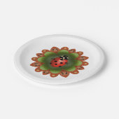 赤と緑の花びらにラディバグのあるパーティープレート ペーパープレート (アングル)