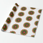 赤と緑の花びらの赤いラディバグ。 ラッピングペーパー (アンロールド)