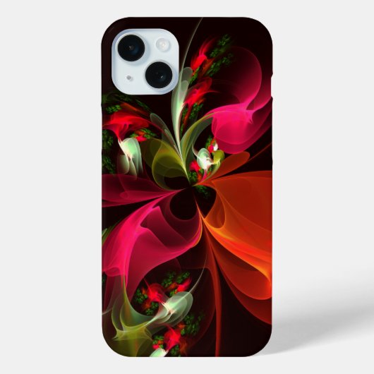 赤と緑の花モダン抽象芸術パターン #02 Case-Mate iPhoneケース (裏面)