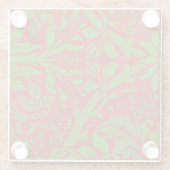 赤と緑の花柄 ガラスコースター (裏面)