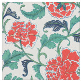 赤と緑の花柄 ファブリック (クローズアップ)