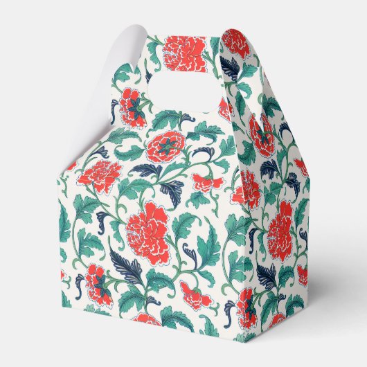 赤と緑の花柄 フェイバーボックス (正面サイド)