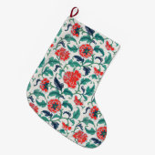 赤と緑の花柄 ラージクリスマスストッキング (正面 (吊り時))