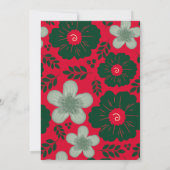 赤と緑の花柄 ヴィンテージ水彩 ホリデーカード (裏面)