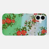 赤と緑の花柄 iPhoneケース (裏面横)