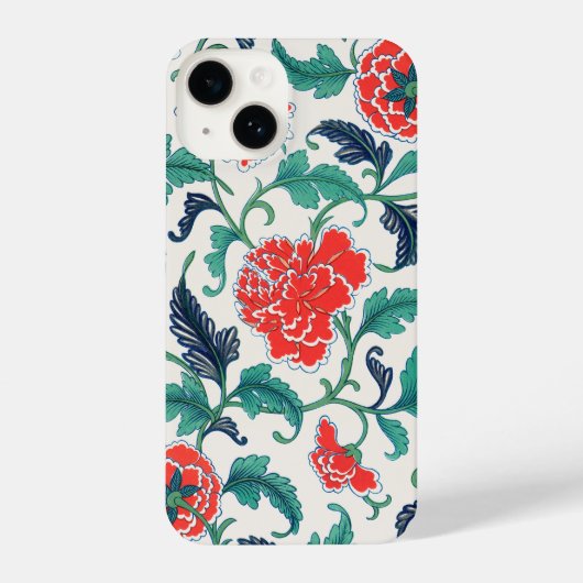 赤と緑の花柄 iPhoneケース (裏面)