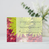 赤と緑の菊の花の出欠ハガキカード 招待状 (スタンド正面)