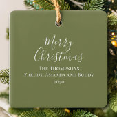 赤と緑の葉の写真クリスマス セラミックオーナメント