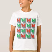 赤と緑の蝶柄 Tシャツ (正面)