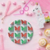 赤と緑の蝶 ペーパープレート (パーティー)