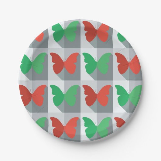 赤と緑の蝶 ペーパープレート (正面)