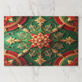 赤と緑の装飾的なホリデーちぎれるプレースマット ペーパーパッド (正面)