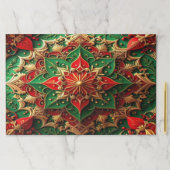 赤と緑の装飾的なホリデーちぎれるプレースマット ペーパーパッド (インサイチュ)
