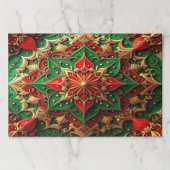 赤と緑の装飾的なホリデーちぎれるプレースマット ペーパーパッド (正面)