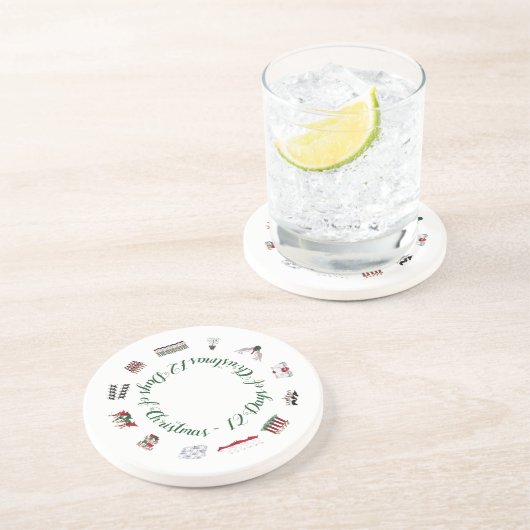 赤と緑の輪の中のクリスマスの12日 コースター (側面)