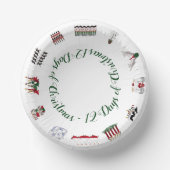 赤と緑の輪の中のクリスマスの12日 ペーパーボウル (正面)