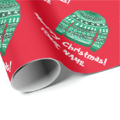 赤と緑の醜いクリスマスセーターのパターンカスタム ラッピングペーパー (ロールコーナー)