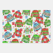赤と緑の醜いクリスマスセーター3 ラッピングペーパーシート (正面3)