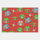 赤と緑の醜いクリスマスセーター3 ラッピングペーパーシート (正面)