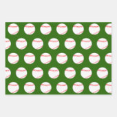 赤と緑の野球とサンタマッチングクリスマス ラッピングペーパーシート (正面3)