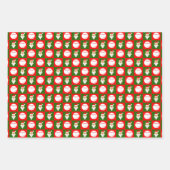 赤と緑の野球とサンタマッチングクリスマス ラッピングペーパーシート (正面)