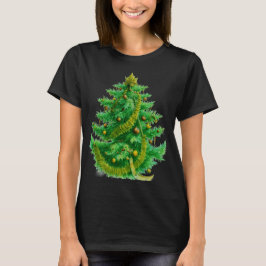 赤と緑の電球のマンデルブロ・クリスマスツリー Tシャツ