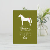 赤と緑の馬のダマスククリスマスカード シーズンカード (スタンド正面)