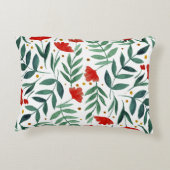 赤と緑の魔法の庭の水色の花 アクセントクッション (裏面)