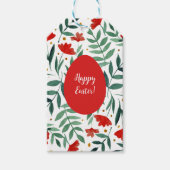 赤と緑の魔法の庭の水色の花 ギフトタグ (正面)