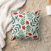 赤と緑の魔法の庭の水色の花 クッション (ブランケット)