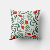 赤と緑の魔法の庭の水色の花 クッション (裏面)