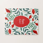 赤と緑の魔法の庭の水色の花 ジグソーパズル (横)