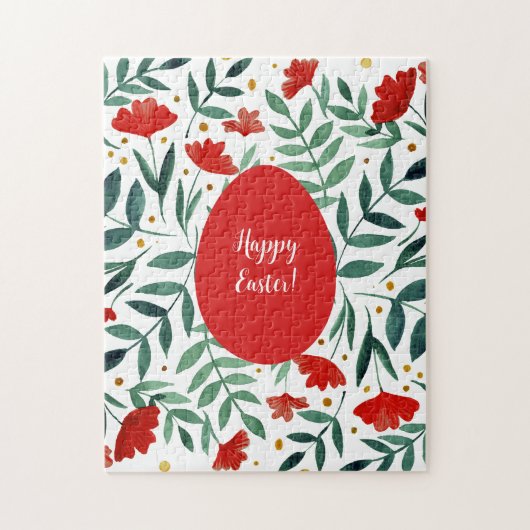 赤と緑の魔法の庭の水色の花 ジグソーパズル (縦)