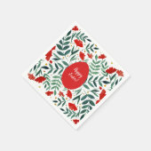 赤と緑の魔法の庭の水色の花 スタンダードカクテルナプキン (角)