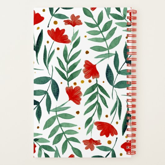 赤と緑の魔法の庭の水色の花 ノートブック (裏面)