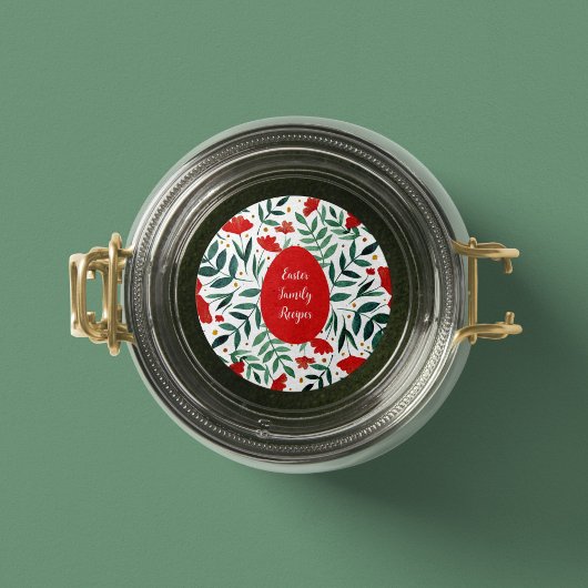 赤と緑の魔法の庭の水色の花 ラウンドシール