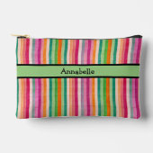 赤と緑の鮮やかストライプ アクセサリーポーチ (正面)