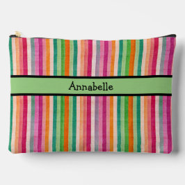 赤と緑の鮮やかストライプ アクセサリーポーチ