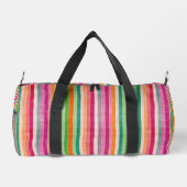 赤と緑の鮮やかストライプ ダッフルバッグ (裏面)