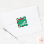 赤と緑の1123抽象芸術アート スクエアシール (封筒)