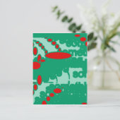 赤と緑の1123抽象芸術アート ポストカード (スタンド正面)