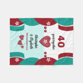 赤と緑の40年ルビー記念日 フリースブランケット (正面(横))