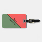 赤と緑の45度ミニマリスト ラゲッジタグ (正面横)