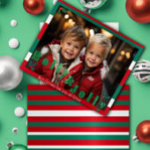 赤と緑の「ホリー&すてき」クリスマスフォト シーズンカード